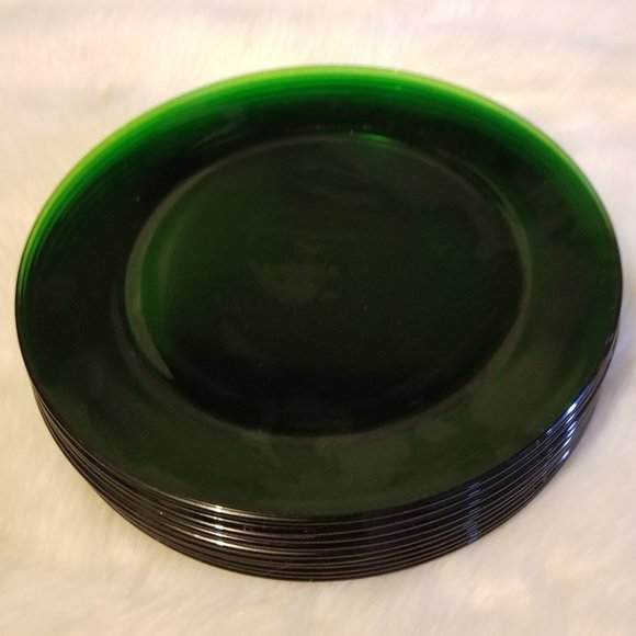 Arcoroc France Kitchen Emerald Green Arcoroc France Dinner Plates Vtg Poshmark